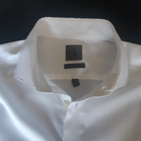 Calvin Klein SZ 16 Slim Fit Non Iron White Button Up Dress Shirt - Picture 3 of 12